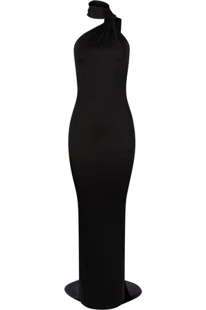 Nina Ricci Lang kjole med halterneck og tørklædedetalje
