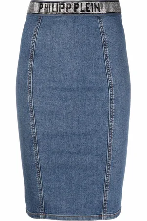 Philipp Plein Strækbar pencil-denimnederdel