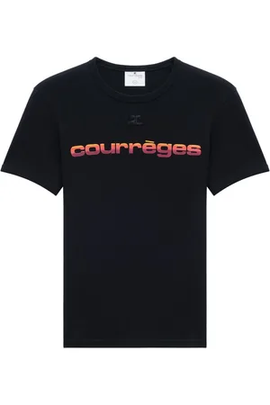 Courrèges T-shirt med rund hals og logotryk