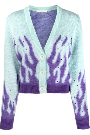 Alessandra Rich Strikket cardigan med flammetryk