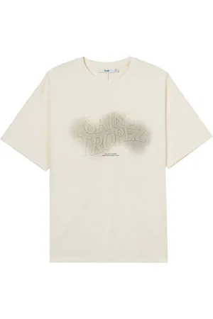 B+AB T-shirt med præget tekst og udskæringsdetalje