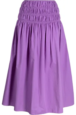 Bambah Mellemlang nederdel i poplin med samledetalje