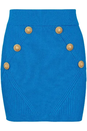Balmain Kort strikket nederdel med præget knap