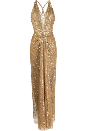 Jenny Packham Lana kjole med krystaludsmykning og halterneck