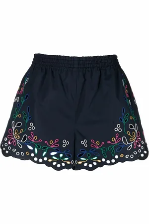 Chloé Blomsterbroderede shorts