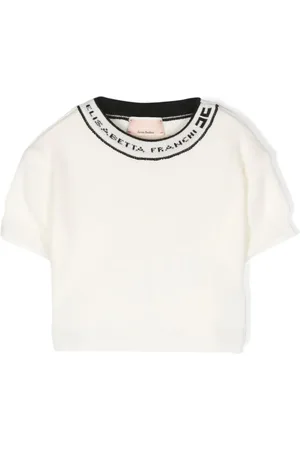 Elisabetta Franchi Strikket T-shirt med logokrave