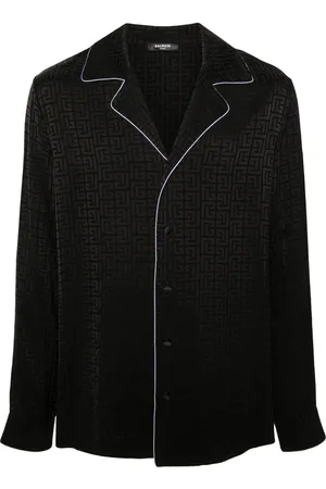 Balmain Skjorte i satin med monogram-jacquard