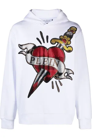 Philipp Plein Heart & dagger hættetrøje med rhinstenudsmykning