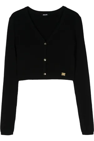 Roberto Cavalli Cropped strikket cardigan med logoplade
