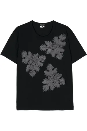Comme des Garçons T-shirt med rund hals og bladapplikation