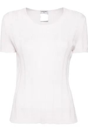 CHANEL CC T-shirt i pointelle-strik fra 2005