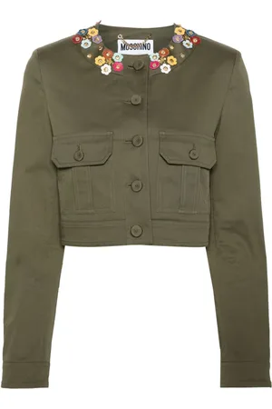 Moschino Cropped jakke med blomstret applikation