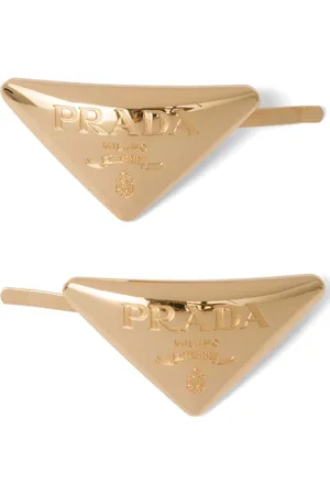 Prada Hårspænde med trekantet logo (sæt med to)