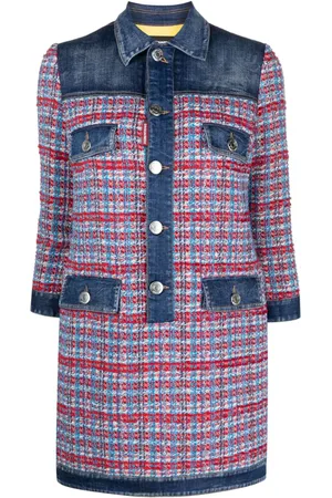 Dsquared2 Kort denimkjole i tweed med paneler