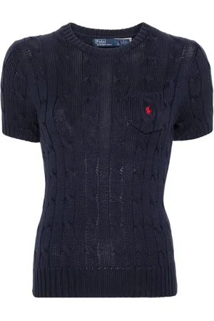 Ralph Lauren Kabelstrikket T-shirt med broderet logo