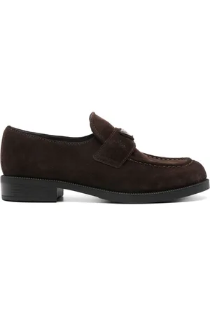Prada Loafers i ruskind med trekantet logo