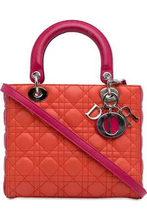 Dior 2013 mellemstor tofarvet Cannage Lady satchel-taske i lammeskind