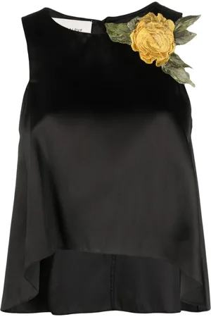 GEMY MAALOUF ærmeløs bluse med blomsterapplikation