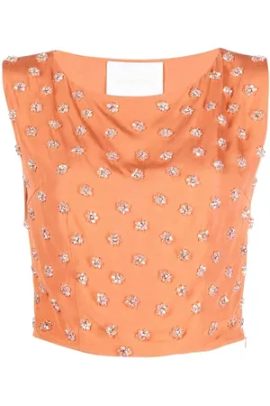 SHATHA ESSA Cropped top med perleudsmykning