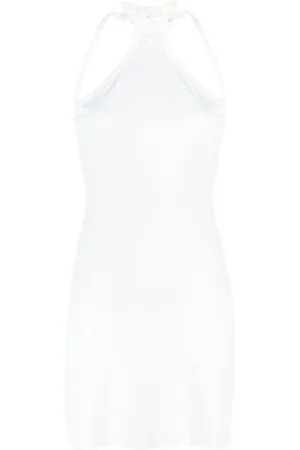 Courrèges Kort jersey-kjole med broderet logo