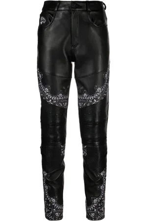 Philipp Plein Skinny-bukser i læder med bandana-paneler
