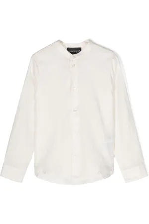 Emporio Armani Skjorte i jacquard med logo og båndkrave