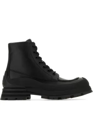 Alexander McQueen Logopræget combat-støvler i læder
