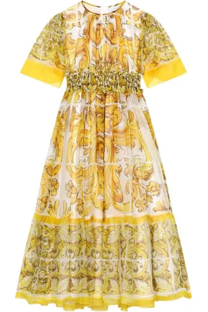 Dolce & Gabbana Kort silkekjole med Majolica-tryk