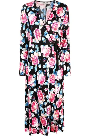 Diane von Furstenberg Ruchet midi Anika kjole med rosetryk
