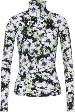 Moschino Top med rullekrave og blomstertryk