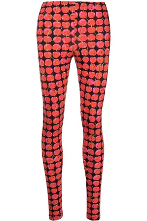 La DoubleJ Leggings med kirsebærtryk og mellemhøj talje