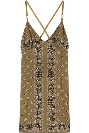 Palm Angels Lang slip-kjole med paisley-tryk