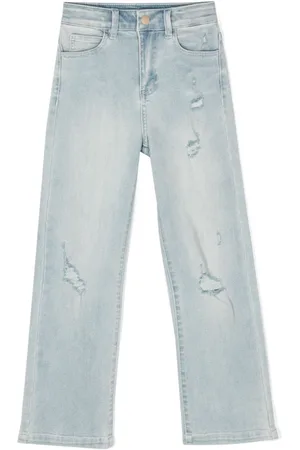 Twin-Set Jeans med slitageeffekt, logoplade og lige ben