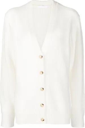 Helmut Lang Cardigan med V-hals og ribbet detalje