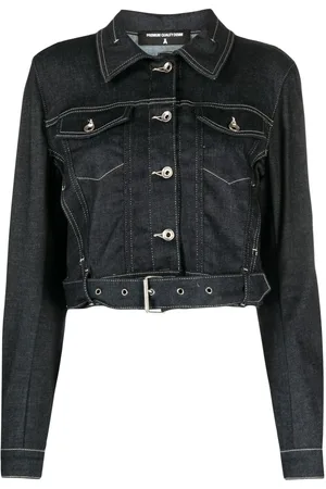 Patrizia Pepe Cropped denimjakke med kontrastsyninger