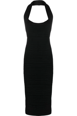 Serafini Ribbet midi-kjole med halterneck