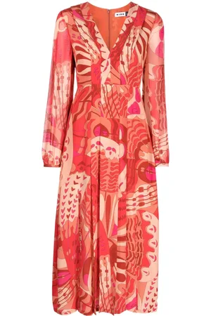 RIXO London Jacquard-mønstret mellemlang kjole
