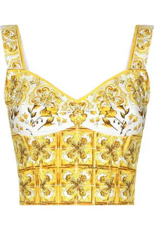 Dolce & Gabbana Cropped korsettop med Majolica-tryk