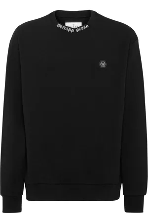 Philipp Plein Sweatshirt med broderet logo og rund hals