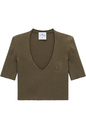 Courrèges Ribstrikket top med V-hals