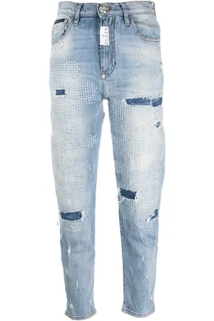 Philipp Plein Mom-jeans med slitageeffekt