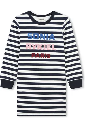 Sonia Rykiel Enfant Stribet kjole med logo-broderi
