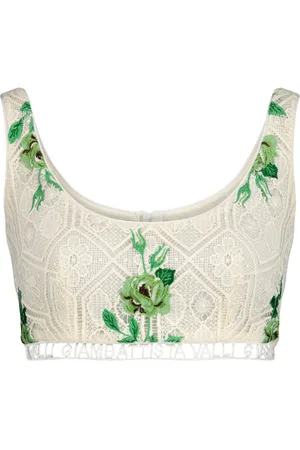Giambattista Valli Cropped Pensées Sauvages top med blomsterbroderi