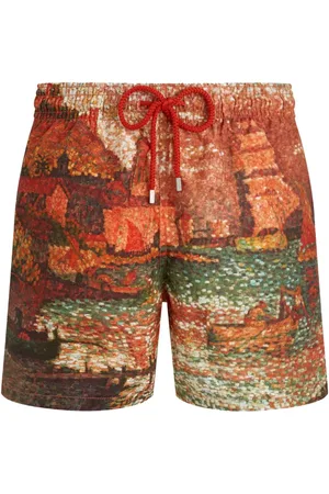 Vilebrequin Badeshorts med snoretræk og painterly-tryk