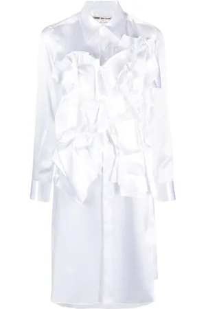 Comme des Garçons Skjortekjole i satin med flæser