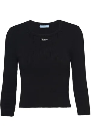 Prada Ribbet trøje med broderet logo