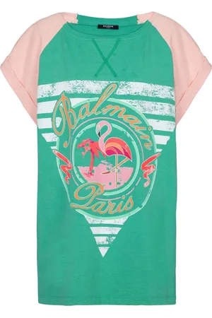 Balmain T-shirt med flamingotryk