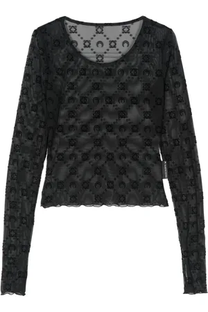 Marine Serre Cropped top med flock-monogram