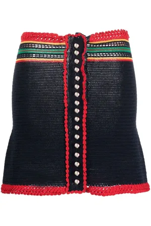 Paco rabanne Kort nederdel i macramé med colour-block