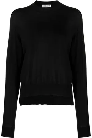 Jil Sander Ribbet trøje med rund hals